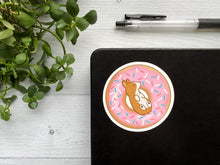 Load image into Gallery viewer, Pink Donut Corgi Vinyl Sticker
