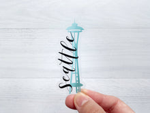Load image into Gallery viewer, Clear Seattle Space Needle Vinyl Sticker
