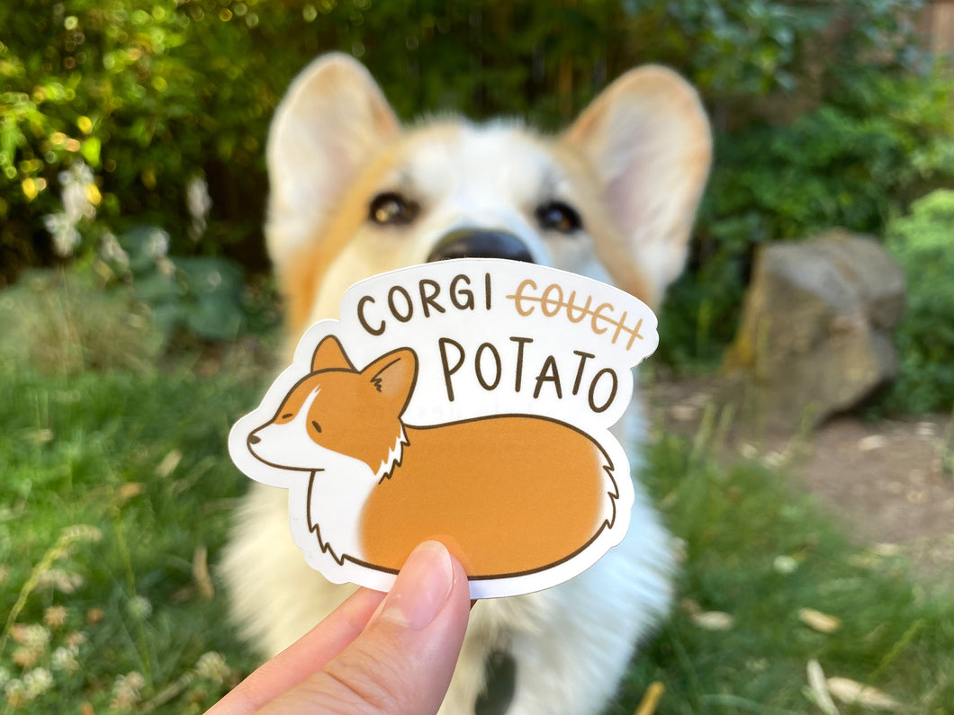 Corgi Couch Potato Vinyl Sticker