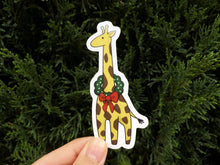 Load image into Gallery viewer, Giraffe Christmas Wreath Vinyl Sticker
