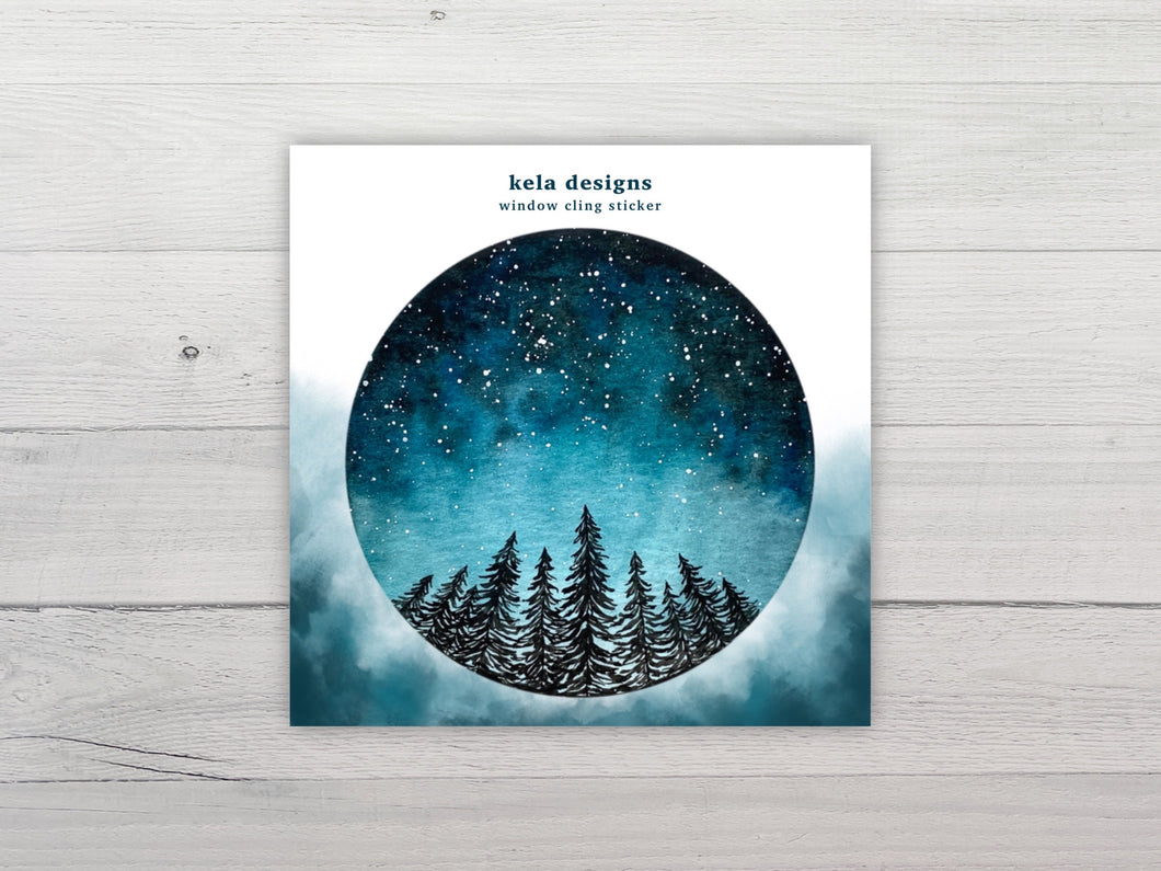 Starry Night Forest Removable Window Cling