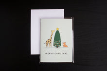 Load image into Gallery viewer, Giraffe &amp; Corgi Friends Merry Christmas Card
