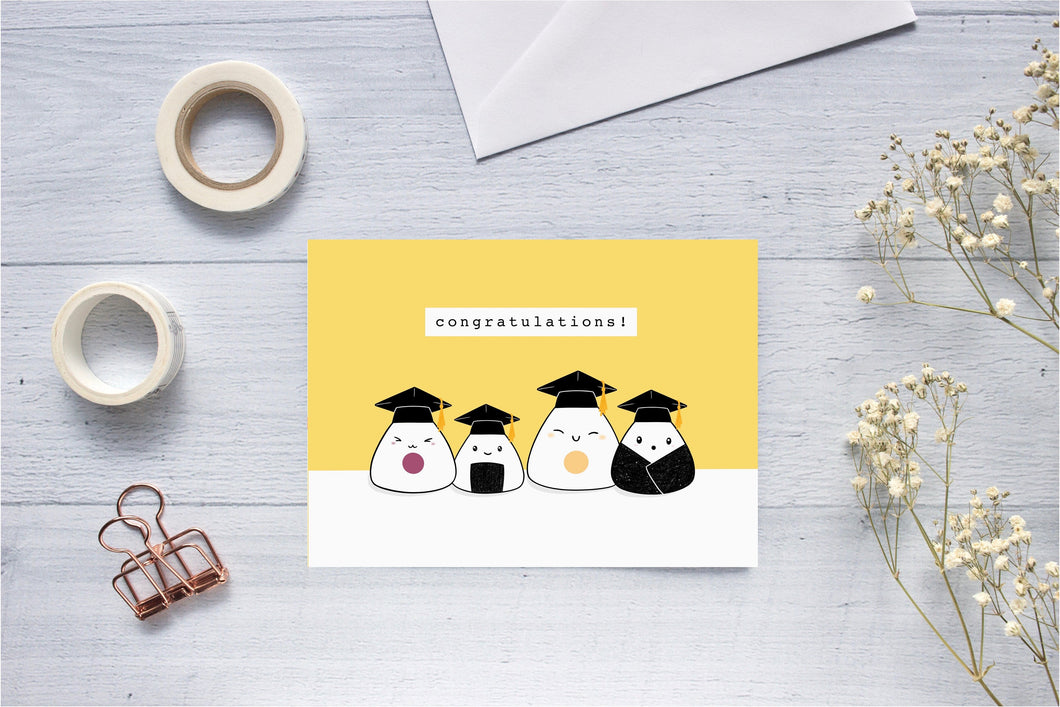 cute grad cards Riceball Graduation Greeting Card – kela designs