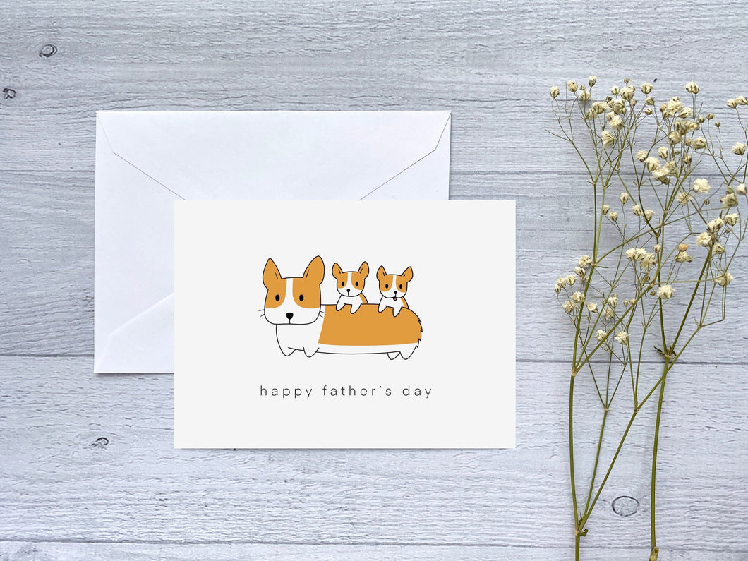 Father’s Day Corgi Puppies Greeting Card