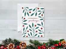 Load image into Gallery viewer, Holiday Leaves &amp; Berries Greeting Card Mixed Set
