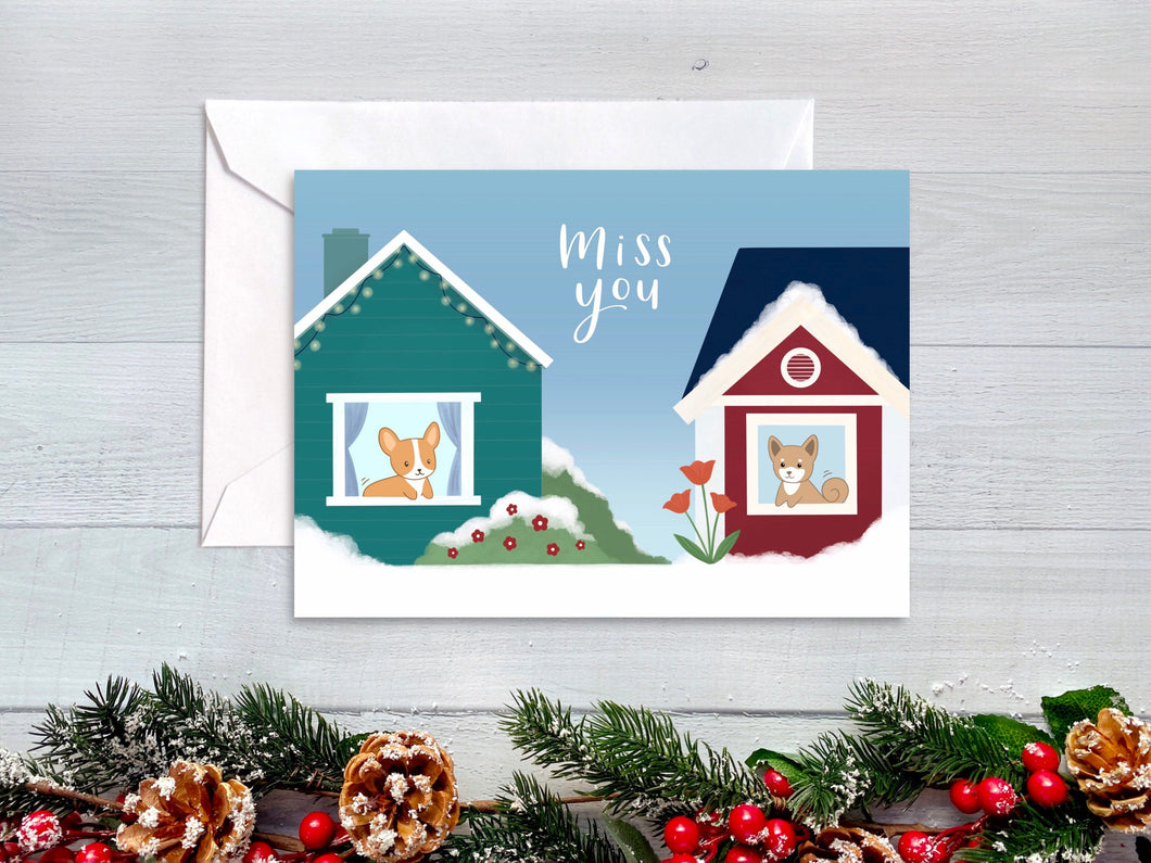 Holiday Miss You Houses Greeting Card