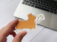 Load image into Gallery viewer, Corgi with Flower Bouquet Vinyl Sticker
