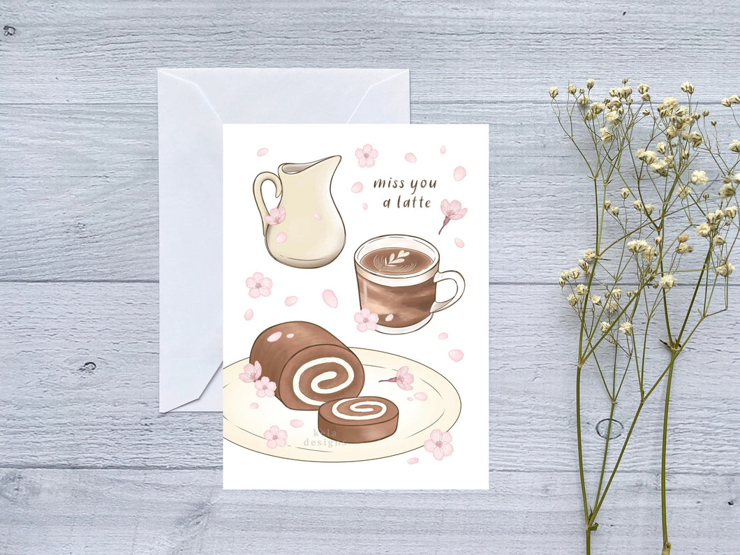 Miss You A Latte Tea Time Treats Greeting Card