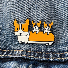 Load image into Gallery viewer, Corgi With Puppies Enamel Pin
