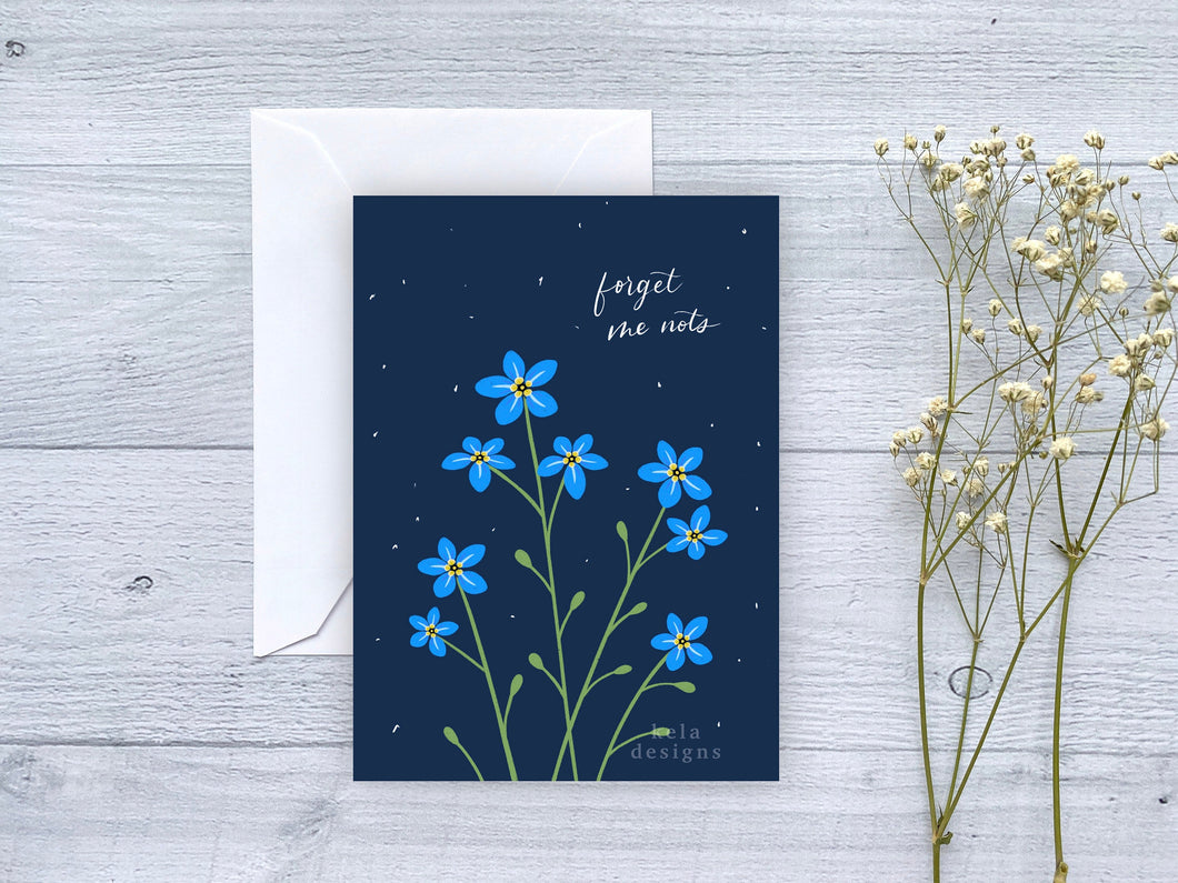 Forget-Me-Nots Stems Greeting Card